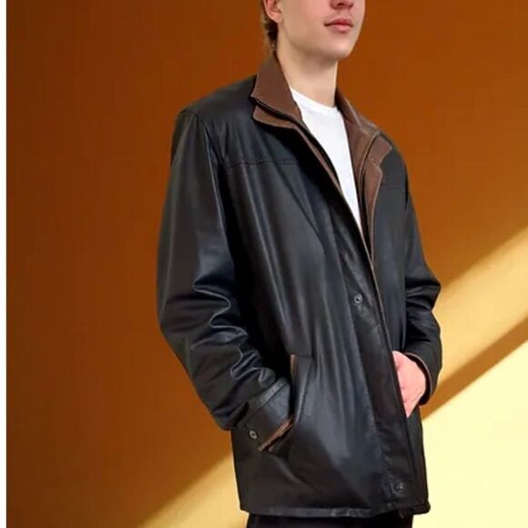 100% lamb skin leather 3/4 length jacket